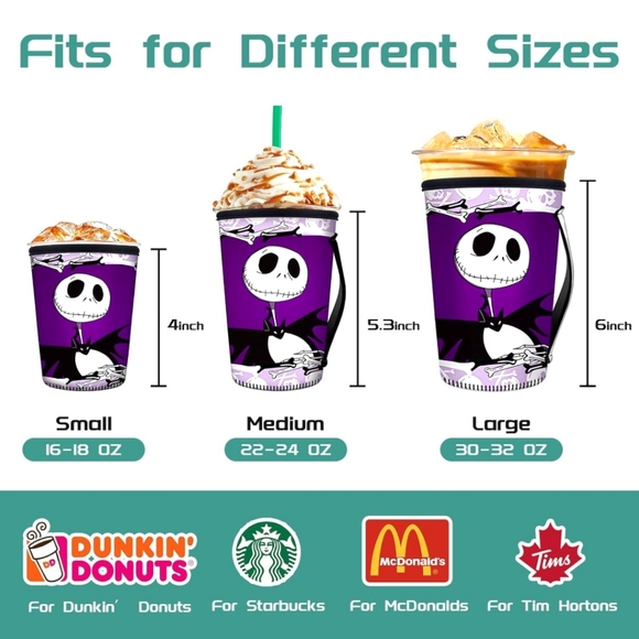 Nightmare Before Christmas 3 Pack Reusable Insulated Neoprene Coffee Cup Sleeve - Picture 6 of 8